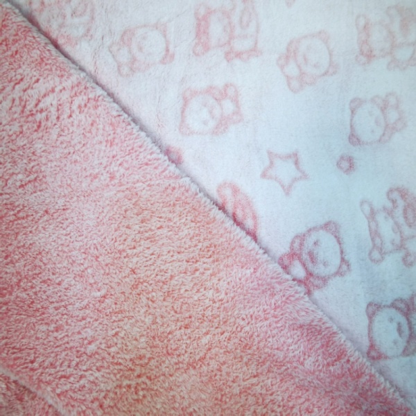 Cuddle Fleece - TEDDIES AND STARS ON BABY PINK